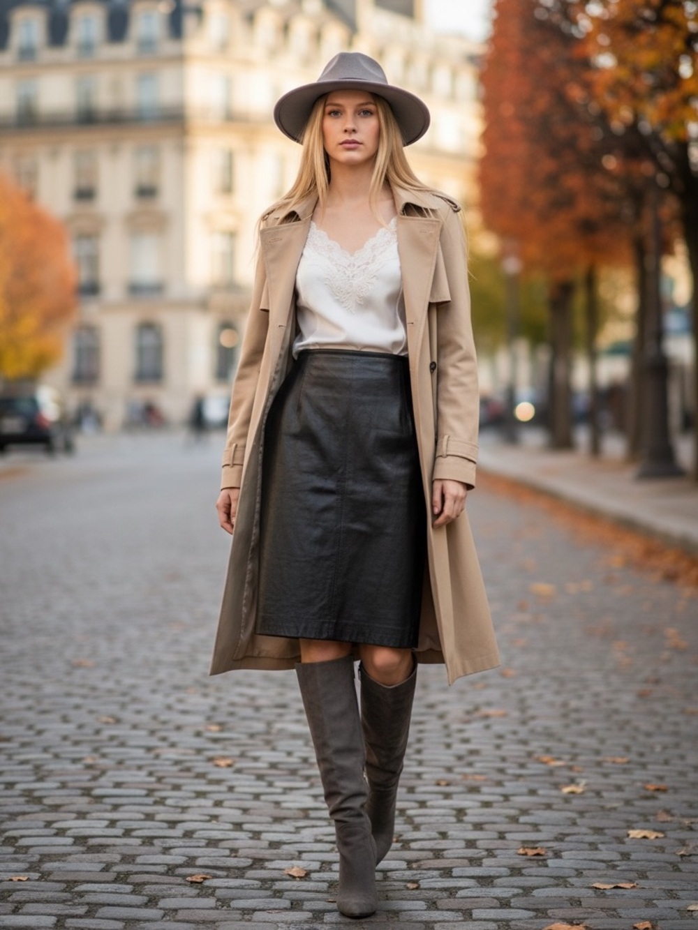 Ralph Lauren Black Leather Midi Skirt